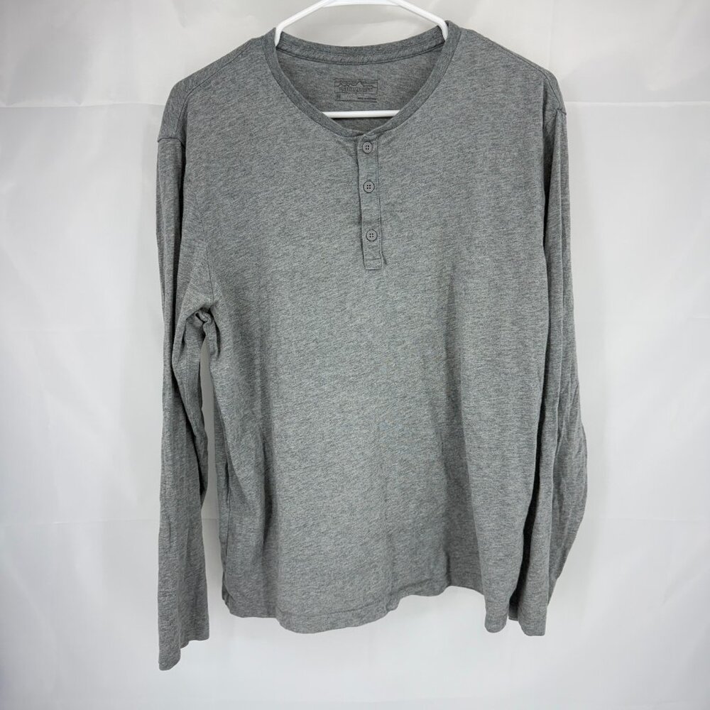 Patagonia Men M Henley Shirt Regenerative Organic Cotton Lightweight Gray Top